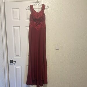 Cinderella Burgundy Lace Maxi Dress